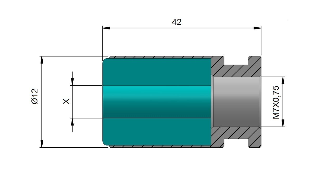 PCIMM12 Pinza TONDA o ESAGONALE, diametro 12mm per caricatore di barre IEMCA monomandrino con Filetto destro M7x0.75mm
