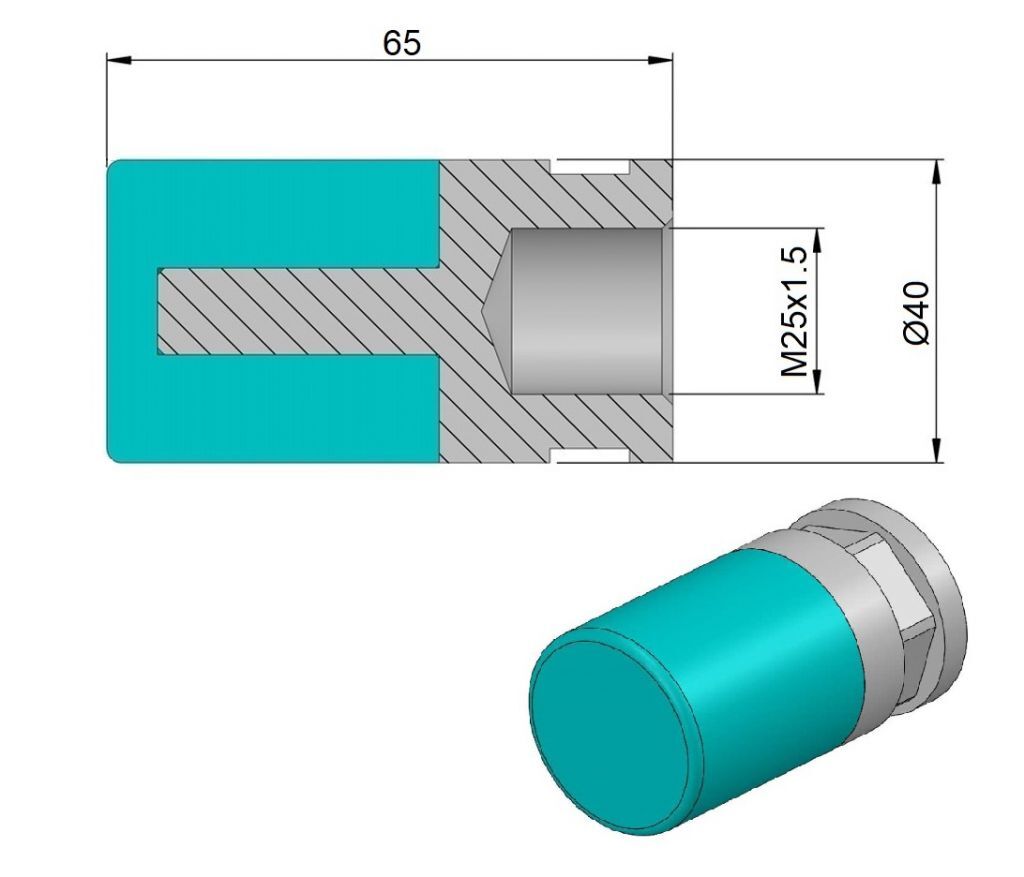 PCIMM40PI Pinza in plastica per caricatore Iemca Ø40 - M25x1,5, presa interna per tubi - PIENA