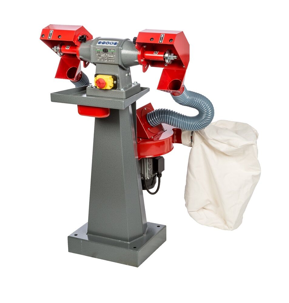 NEBES Elettromeccanica PEA-9 Pulitrice industriale professionale in alluminio con Basamento e Impianto di aspirazione, Monofase 230V, spazzole 150x20x16mm