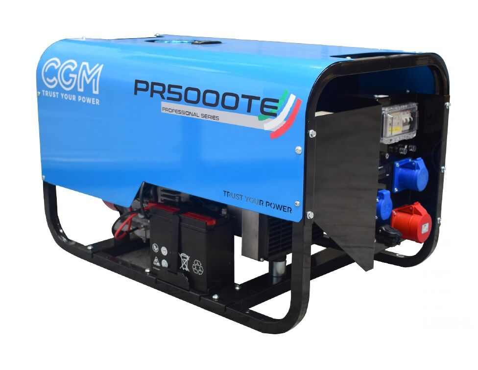 CGM PR5000TE Generatore di corrente a benzina professionale 4kW, trifase 400V, con sistema di avviamento elettrico e stabilizzatore di tensione AVR