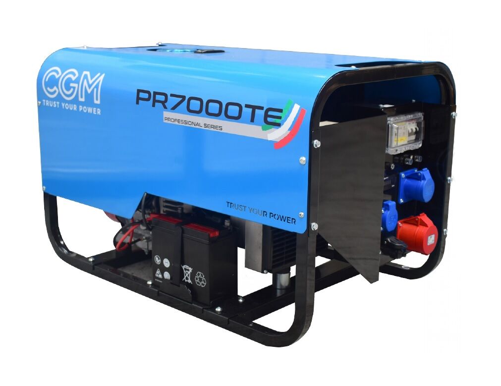 CGM PR7000TE Generatore di corrente a benzina professionale 5.6kW, trifase 400V, con sistema di avviamento elettrico e stabilizzatore di tensione AVR
