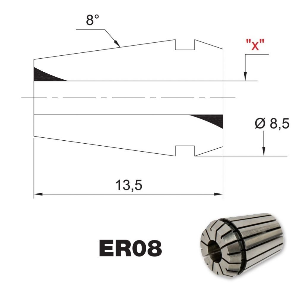 Spannzange ER08 standard DIN 6499/B