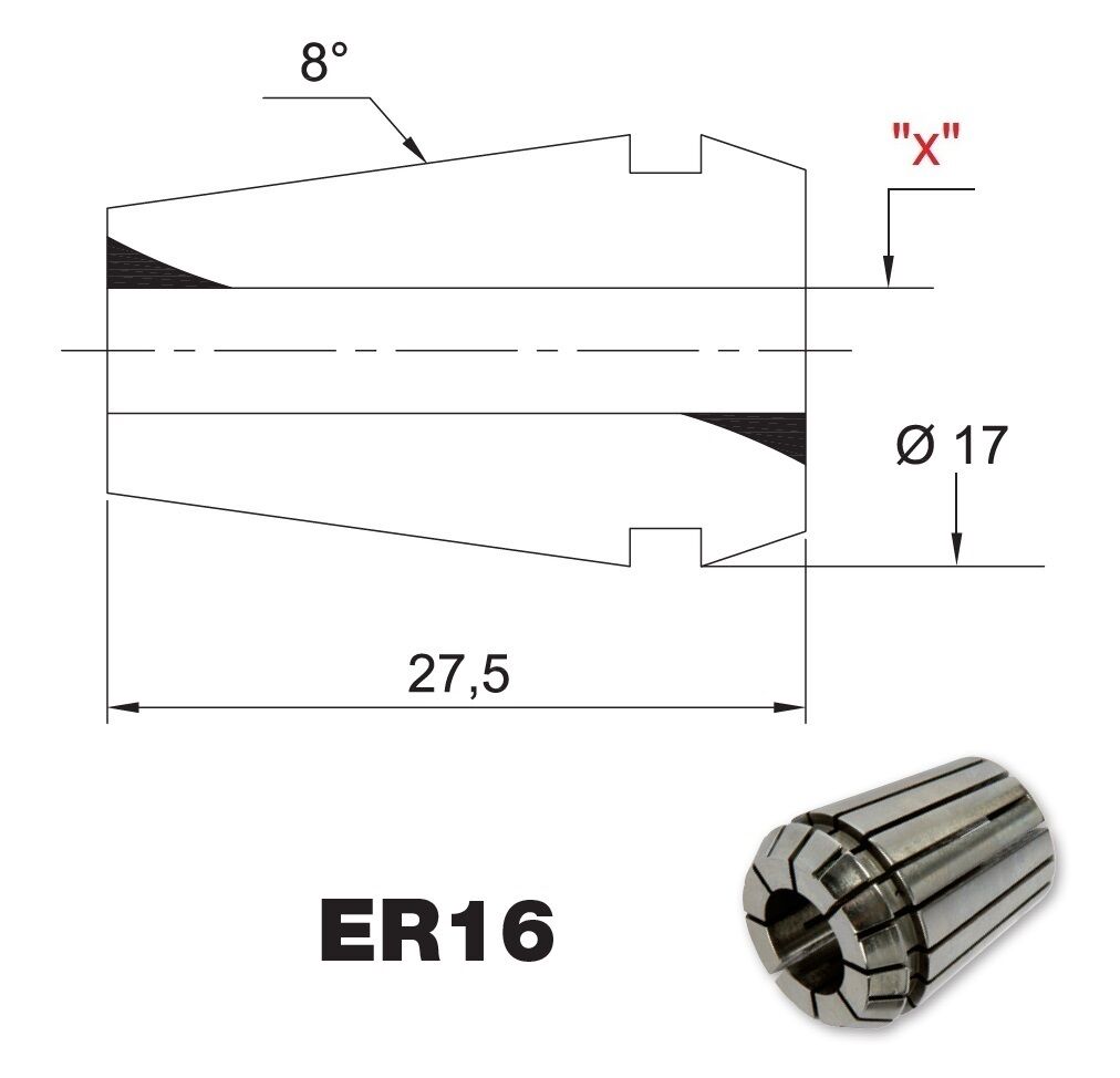 426E PRT TOOLS Ultra precision clamping collets ER16 for tools with cylindrical shank DIN 6499/B