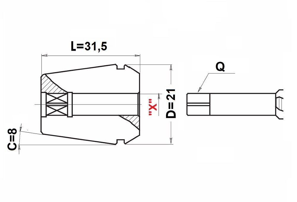 PRT TOOLS Spannzange ER20 Starrer Gewindeschneidfutter