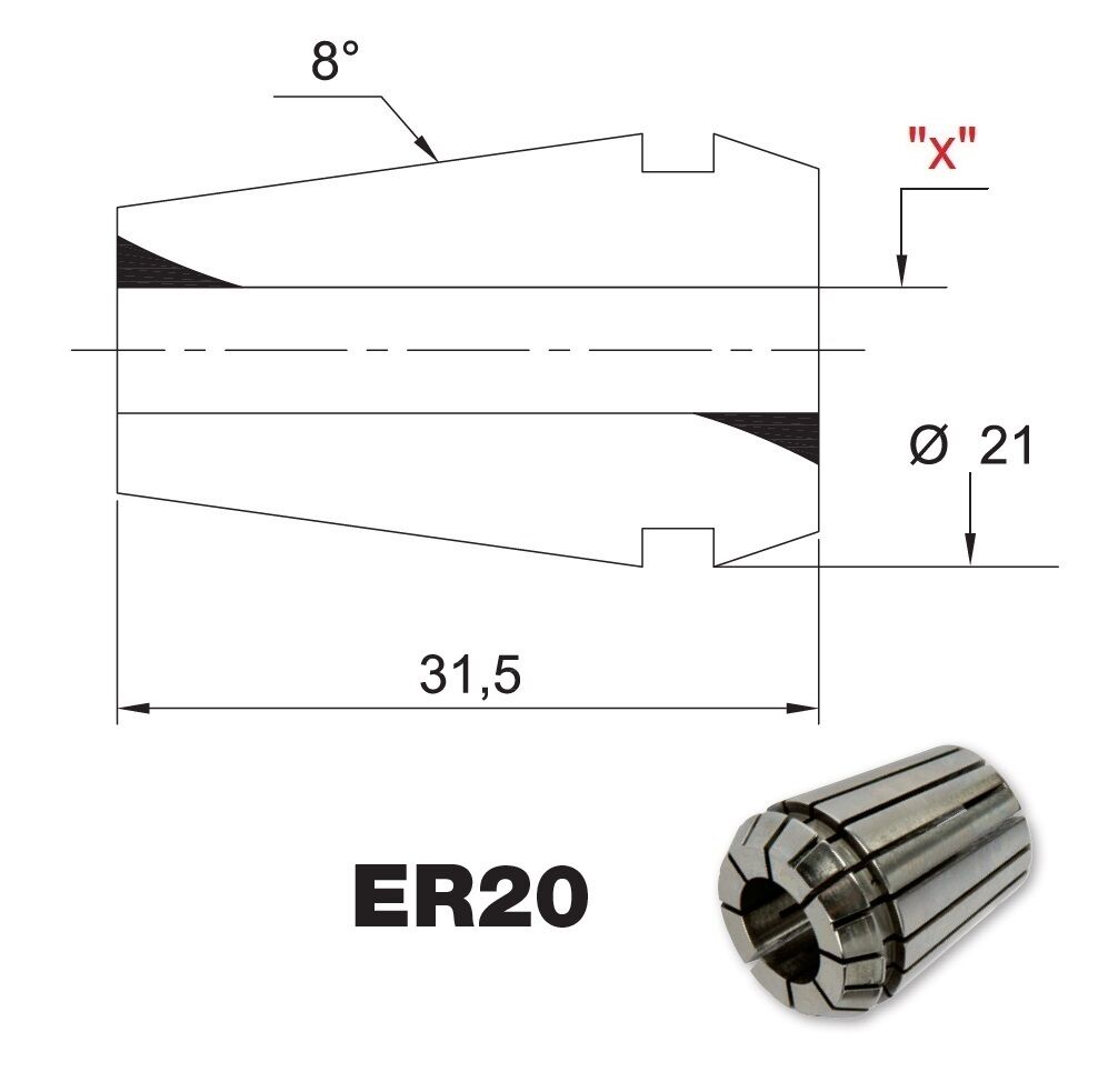 Collet ER20 Ultra precision DIN 6499/B