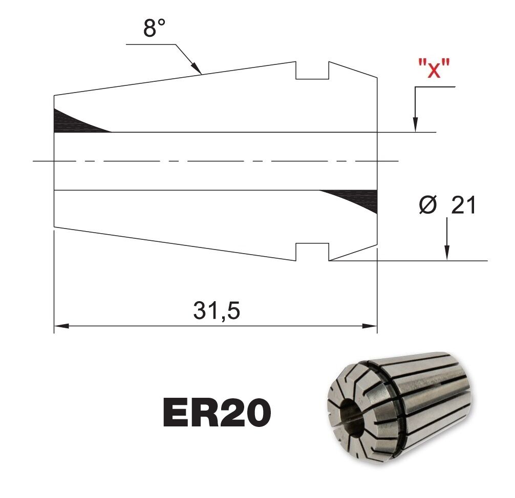 Collet ER20 standard DIN 6499/B