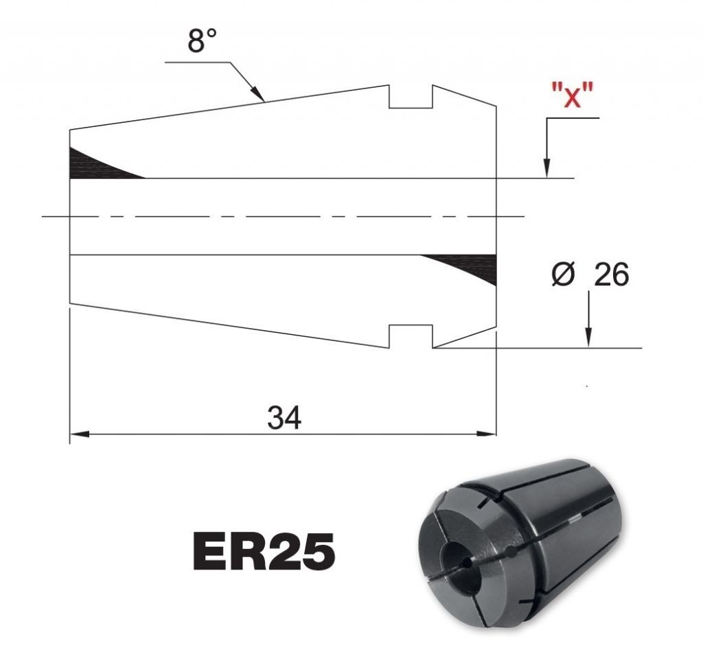 Spannzange ER25 Luftdicht DIN 6499/B