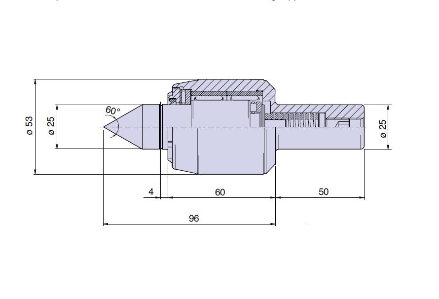 38314 Nuova PTM Koernerspitze mit variabler Axiallast Belastung Typ Schaft Durchmesser 25mm, Max Empfohlene Belastung daN 800, U/min 3000 