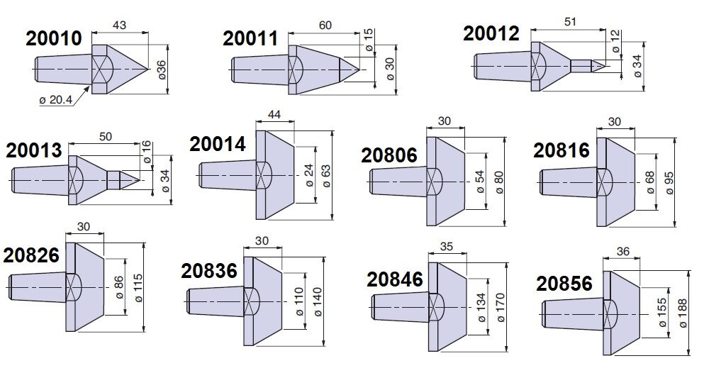 PTM-C20006 Nuova PTM meccanica cuspidi  cono morse CM6 a scelta per contropunte CN