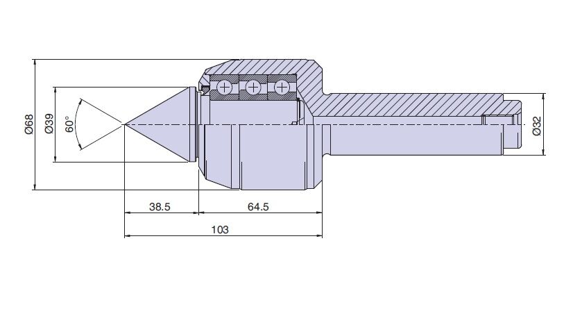 34014 Nuova PTM Standard Live center Type CNC4/S cylindrical coupling, MEDIUM load, Max  daN 1250