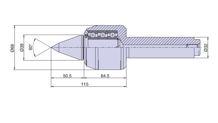 34034 Nuova PTM Live center Type CNC4/L - copying point - cylindrical coupling, MEDIUM load, Max  daN 1000