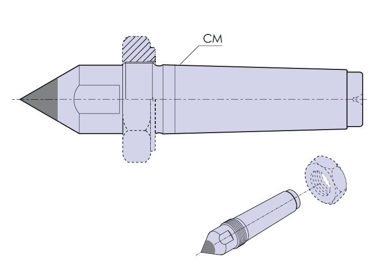 PTM90160 Nuova PTM Contropunte standard fissa in metallo duro, cono morse 3-4-5
