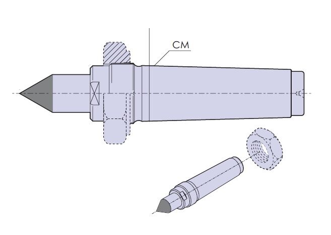 PTM90180 Nuova PTM Contropunte fisse, codolo cilindrico con punta in metallo duro, cono morse 3-4-5