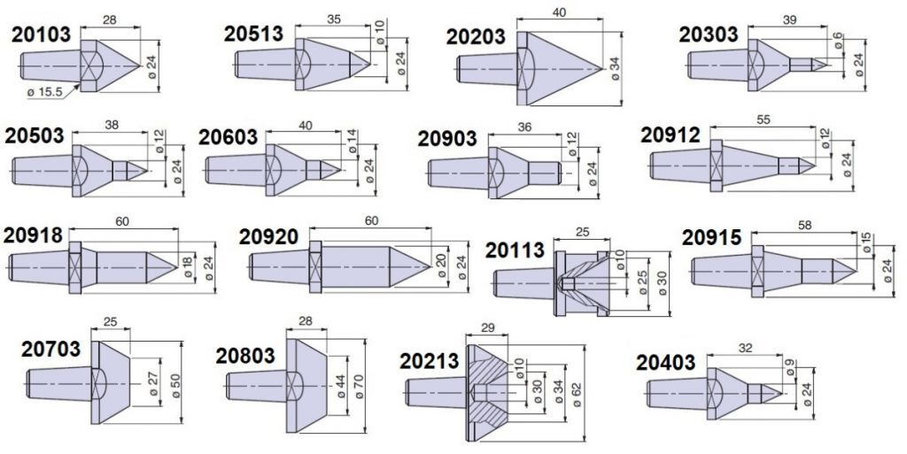 PTM20003 Nuova PTM meccanica cuspidi per contropunte CN3/R - CSF3/S