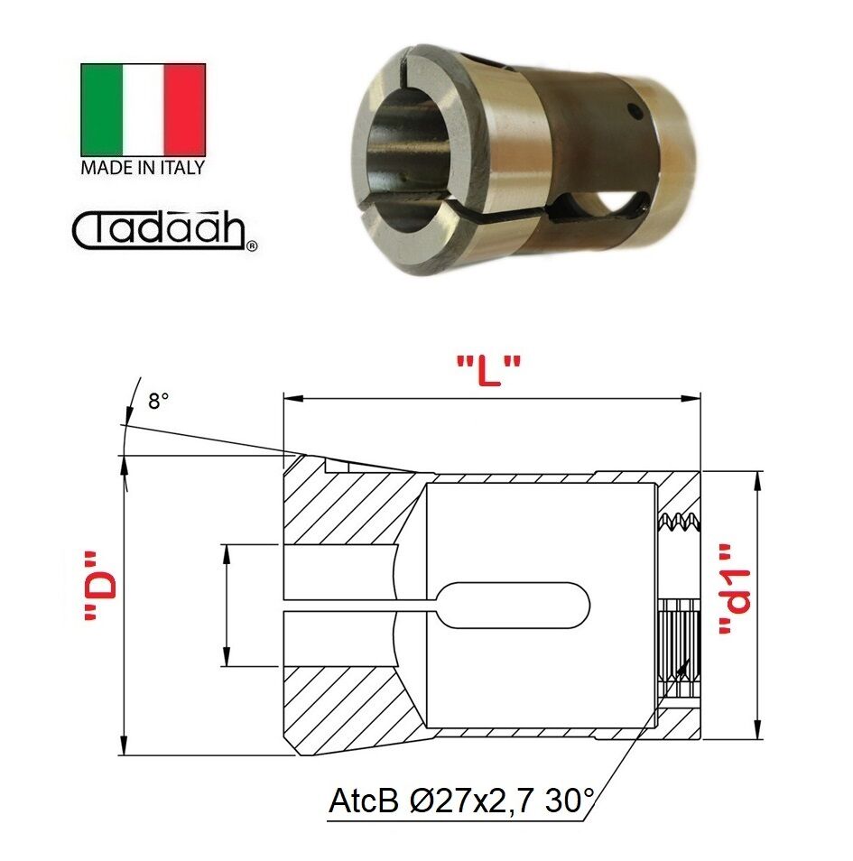 Q0003550 Pinza mandrino da ripresa per Tornos Multi DECO 26/6, Schütte SE25 - SF26, Mori-Say 6/25 -TM 626 - 6/32- 8/32, Wickman 1"-6M.