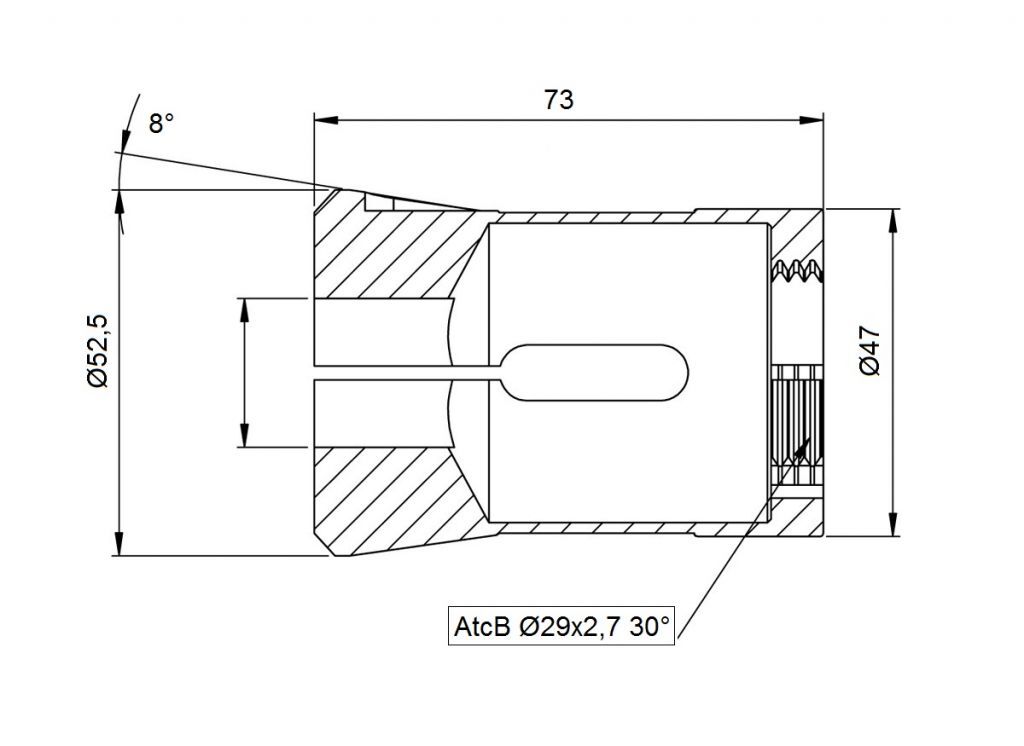 Q0004700 Pinza mandrino da ripresa per Gildemeister GM42, Mori-Say 6/42 - 8/42, Wickman 1"3/8 - 1"3/4, Schütte AD 40 - SF42, attacco a baionetta.