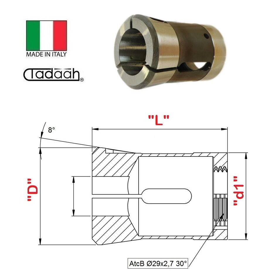 Q0004700 Pick-up collet suitable for Gildemeister GM42, Mori-Say 6/42 - 8/42, Wickman 1"3/8 - 1"3/4, Schütte AD 40 - SF42, bayonet attack.