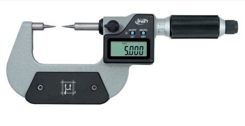 RUPAC 2396026 Micrometro digitale millesimale con punte coniche angolo 15° Serie Digitronic, con avanzamento rapido, IP65 - Campo di misura 0-25mm