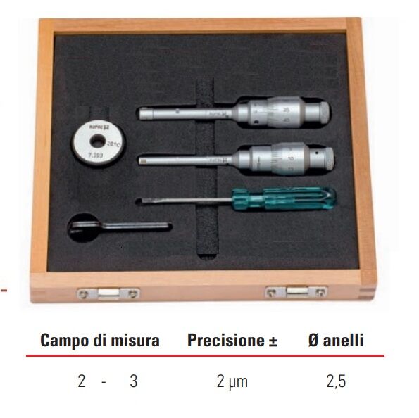 2503389 RUPAC Set of 2-point internal micrometer thousandth MicroMet PLUS Series measuring range 2-3mm