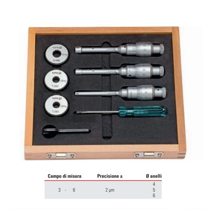 2503390 RUPAC Set of 2-point internal micrometer thousandth MicroMet PLUS Series measuring range 3-6mm