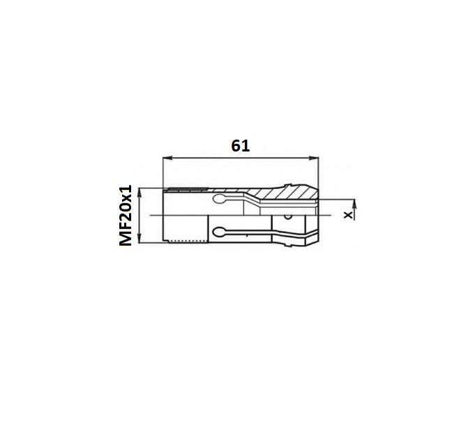 RS20 Schnellwechsel SECHSKANT Einsatz fuer Vorschubspannzangenkörper 9258EH, Gildemeister AS 20, GS 20, GM20, Durchmesser 20 mm, Mori-Say 6/20 – Tornos MD20/6