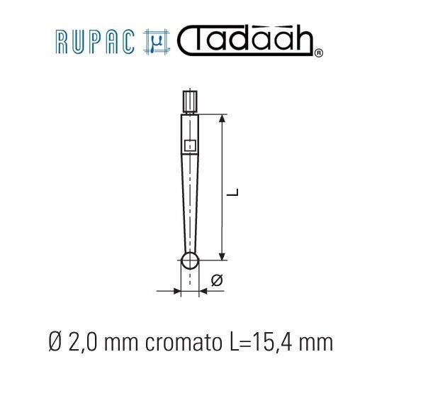 1500044 Probe tip Ø 2,0 mm chrome plated, Length=15,4