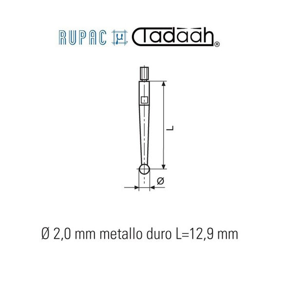 1500047 Probing tip Ø 2,0 mm carbide tip, Length=12,9