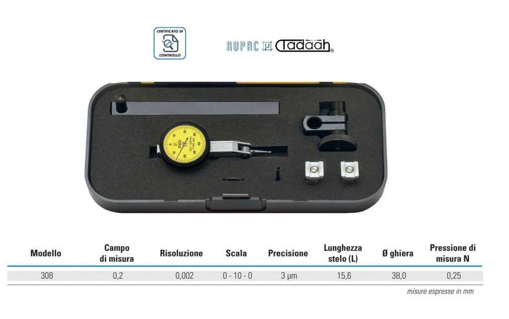 2550308 Set tastatore con accessori serie MicroMet Plus, modello 308
