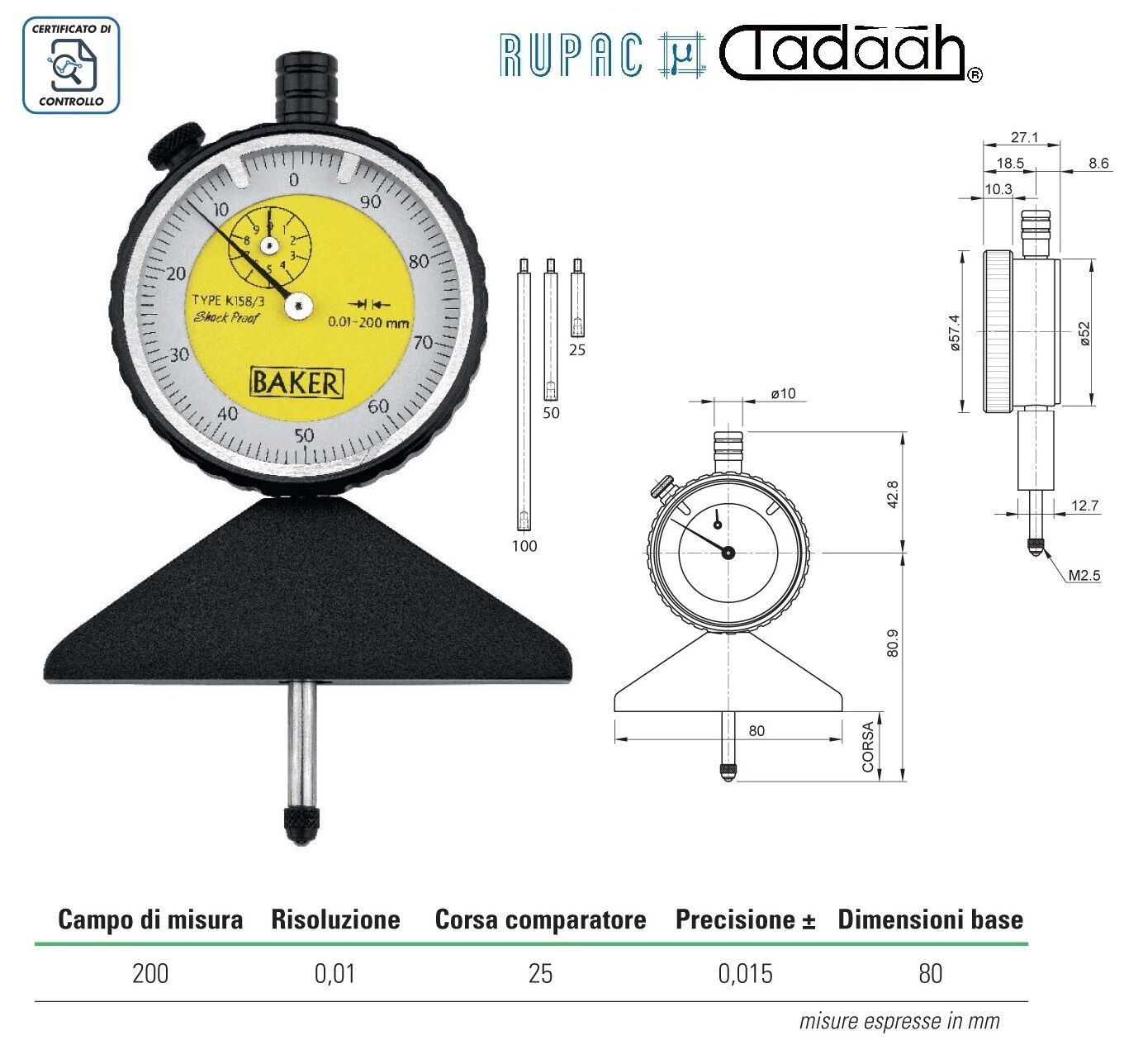 1556158 Tiefenmessuhr Serie MicroMet PLUS