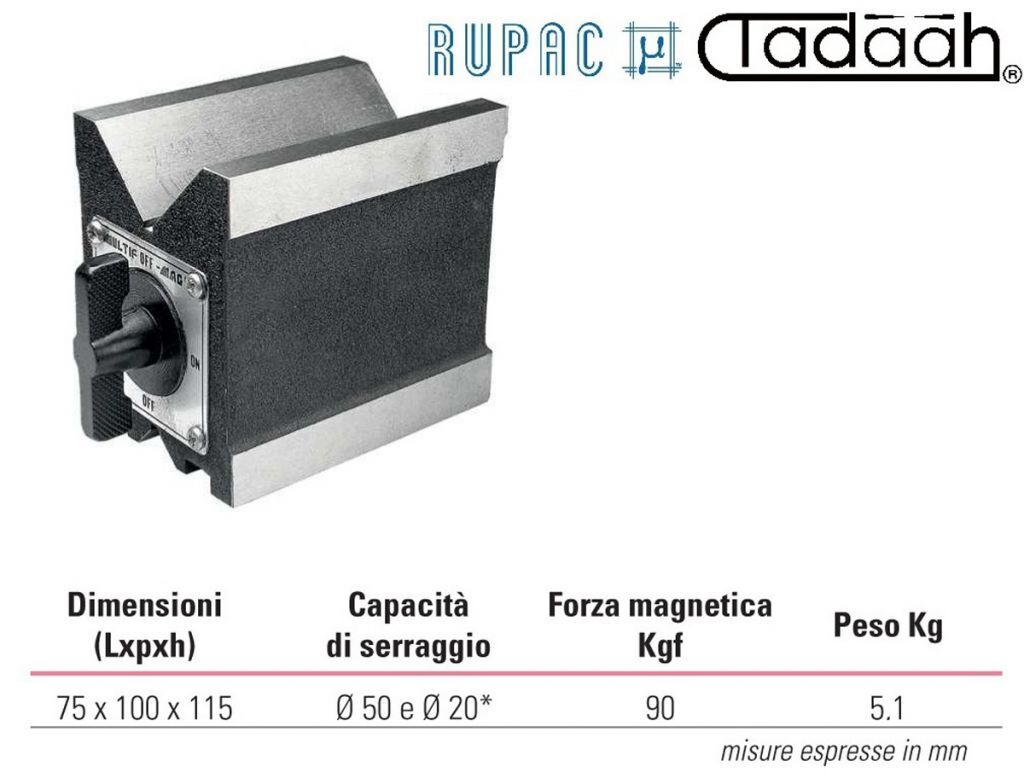 2007025 Prismi magnetici singoli con doppio "V" serie MicroMet, capacità di serraggio Ø50 e Ø20