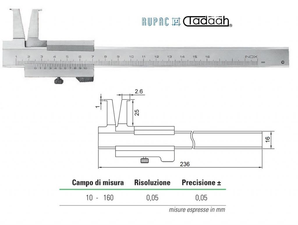 2311605 Calibro a corsoio in esecuzione speciale, per cave interne Serie MicroMet