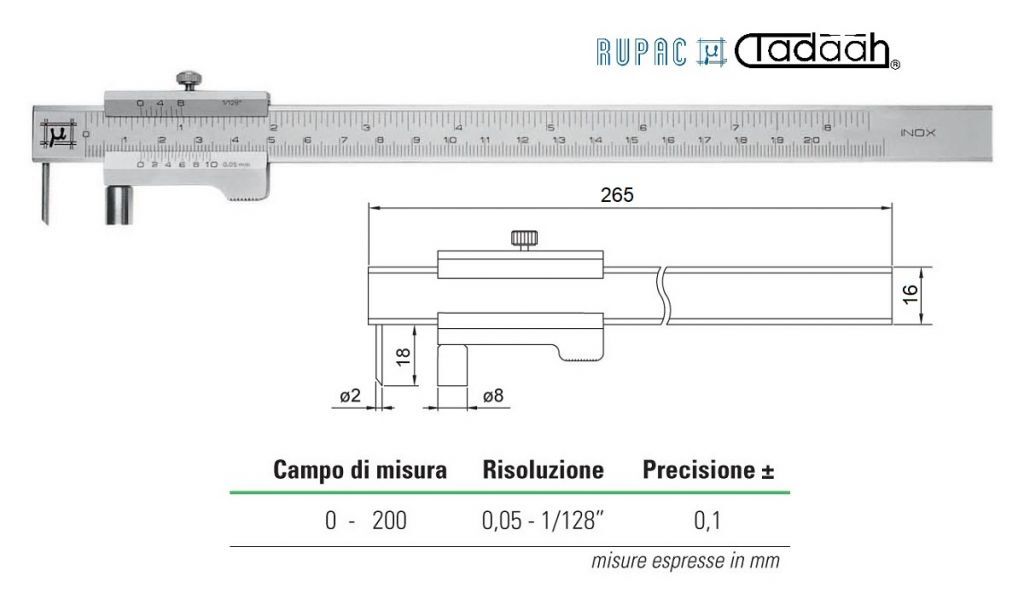2312010 Special execution slide gauge, for tracing MicroMet Series 