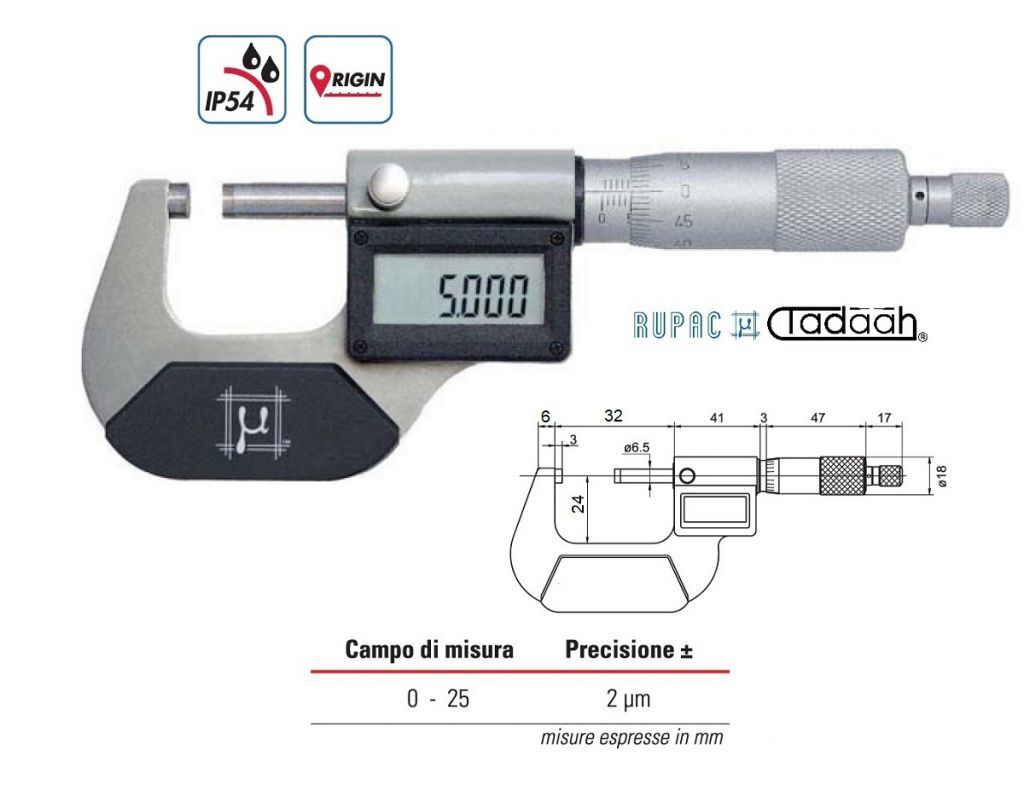 2391025 Micrometro per esterni digitale Serie BluLine