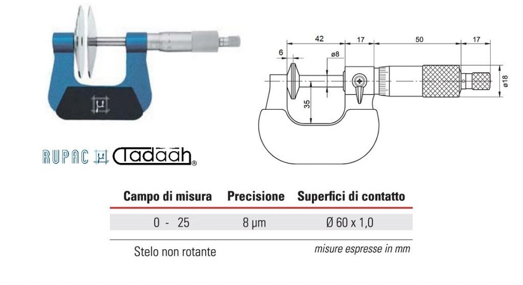 2753026 Bügelmessschraube mit flachen Oberflächen  Serie MicroMet, mit nicht rotierender Schaft