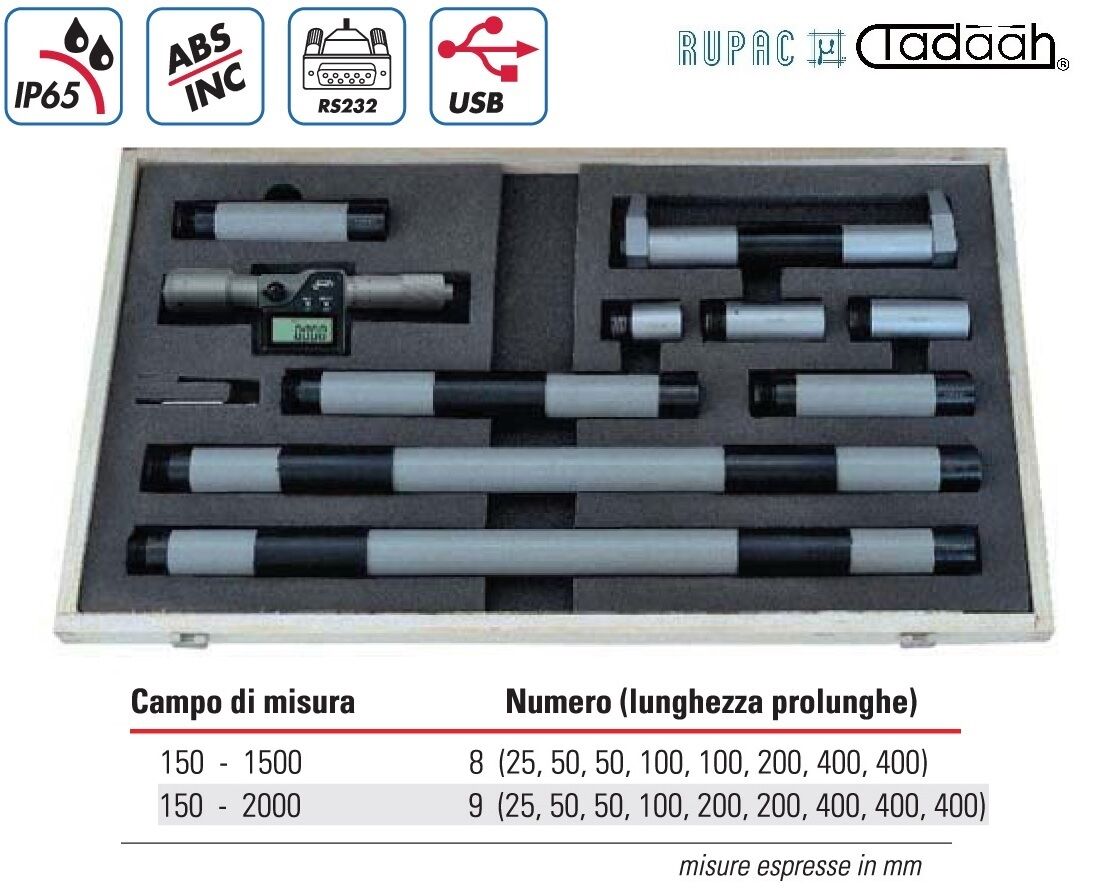 Micrometro per interni digitale esecuzione componibile Serie Digitronic\