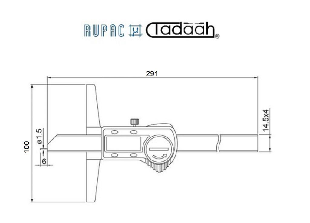 RUPAC C2992206 Calibri digitali di profondità Serie Digitronic PLUS, contatto cilindrico Ø1,5x6mm, campo di misura a scelta