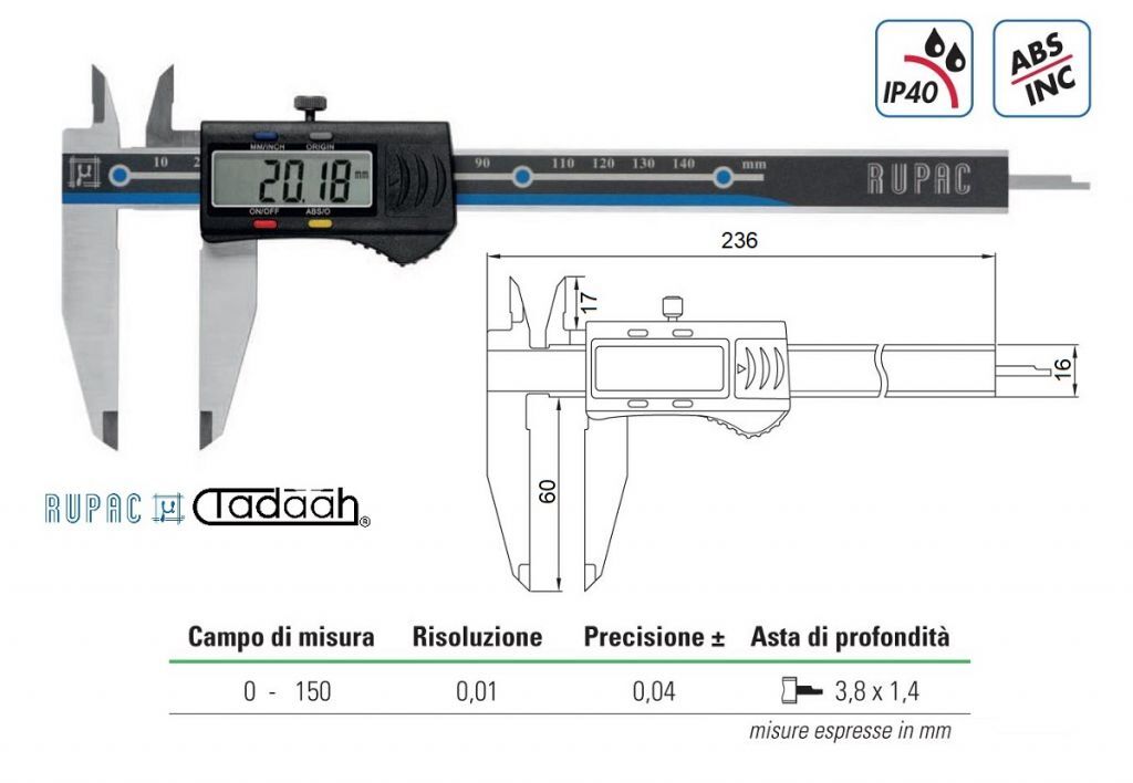 2996159 Digital gauge in special execution Digitronic series, with long jaws
