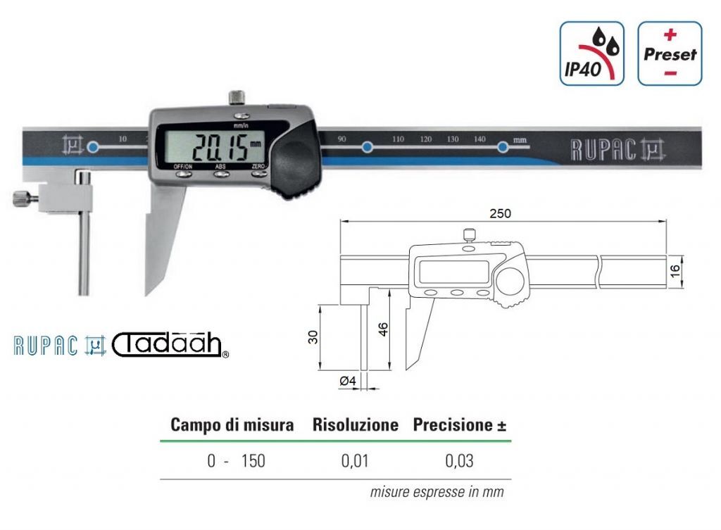 2996164 Digital gauge in special execution Digitronic series, with cylindrical jaw