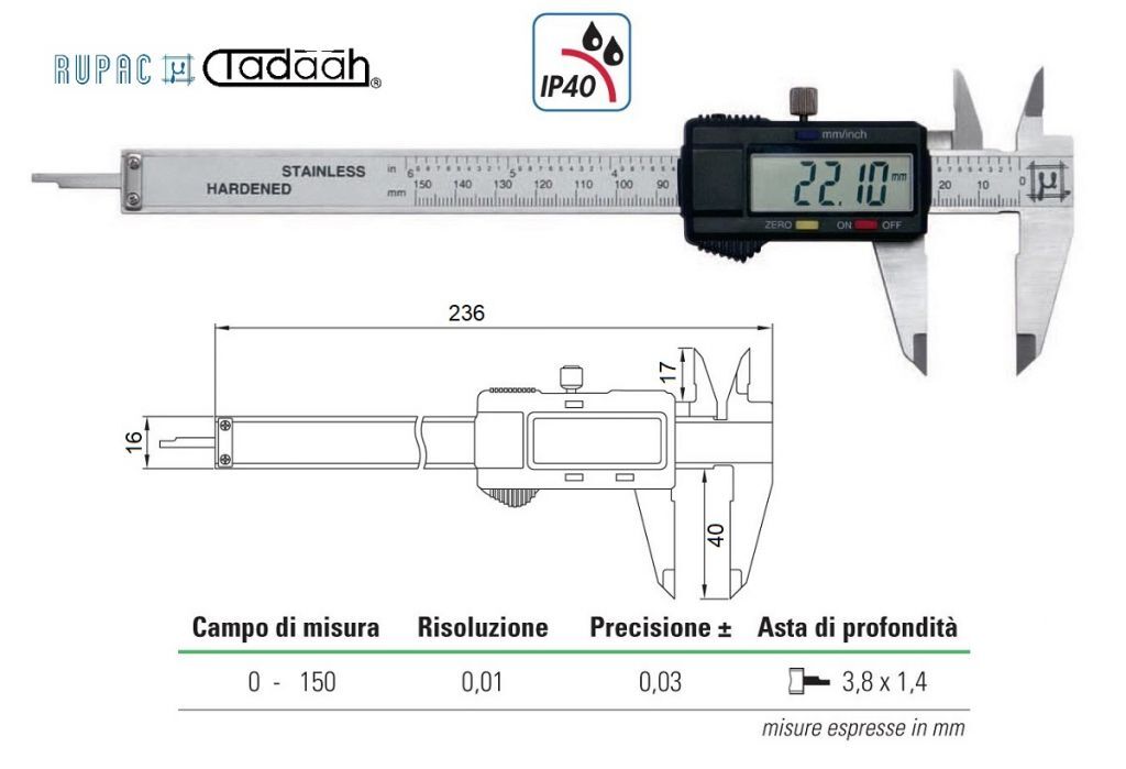 2996170 Digital Messschieber Serie Digitronic, für Linkshänder