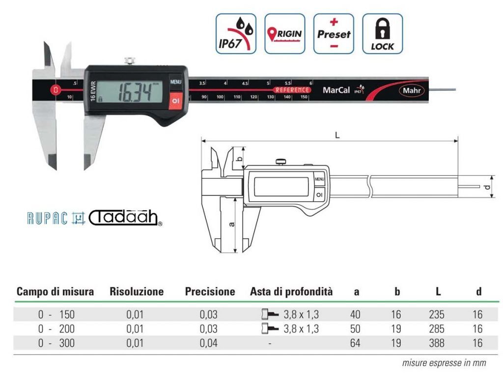 Digital gauge Mahr Series, with wireless data output