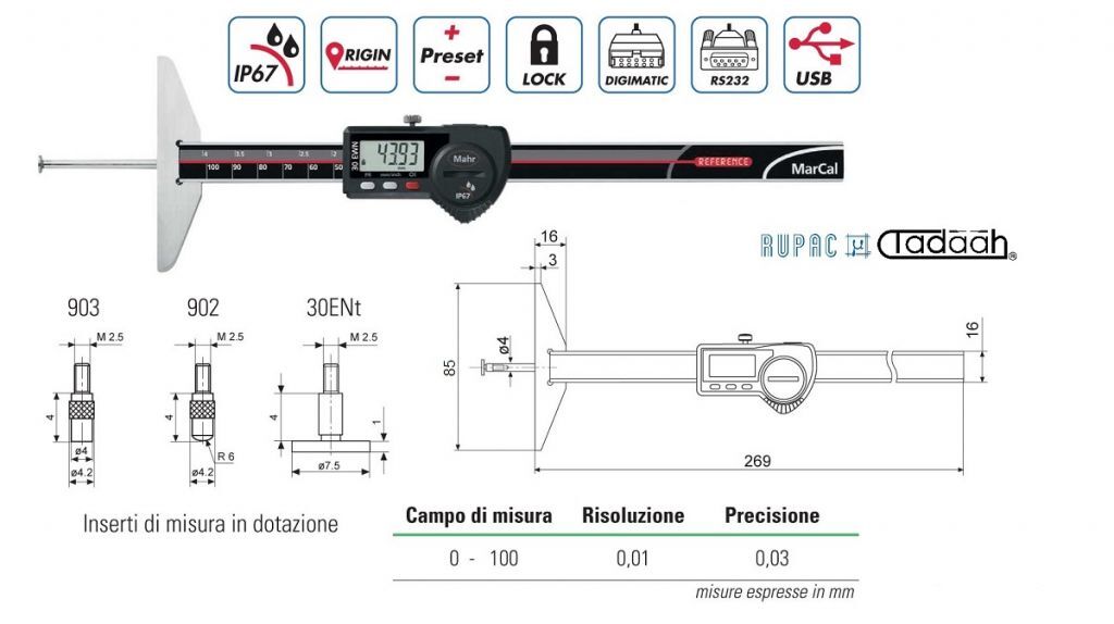4126513 Digital depth gauge Mahr series with Marconnect data output