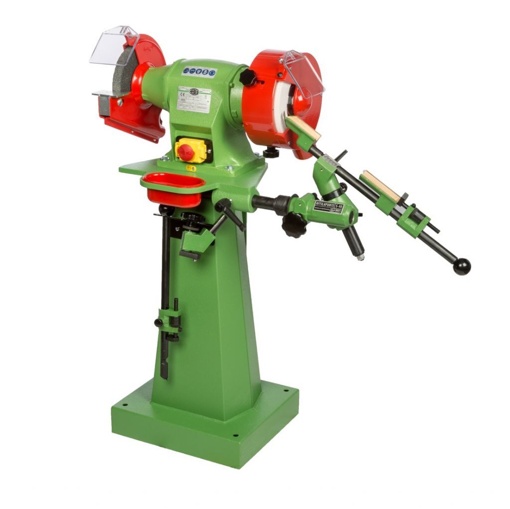 NEBESS2-AP Cast iron Industrial bench grinder machine with tool for sharpening drills, three-phase induction motor - Complete with whells