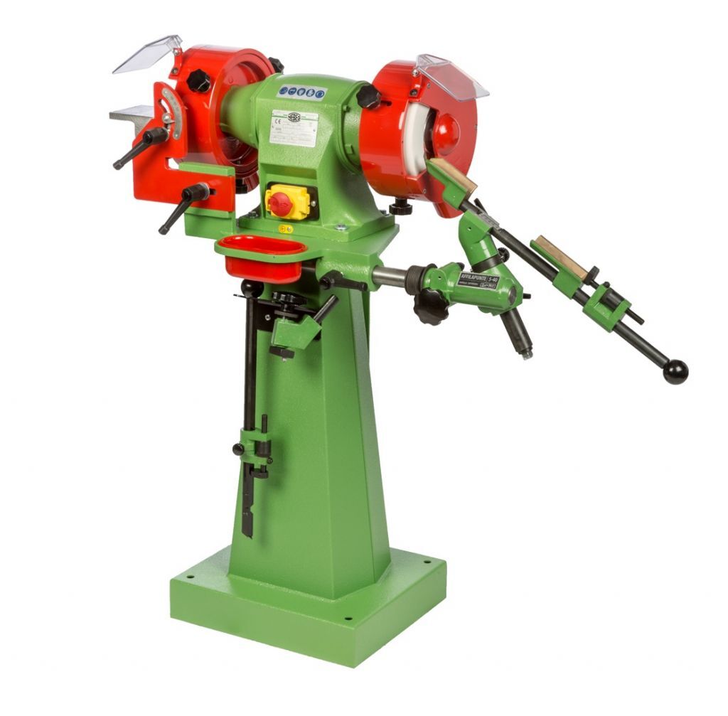 NEBES S2-APG Cast iron Industrial bench grinder machine with sharpening tools and graduated table, three-phase induction motor 750 W