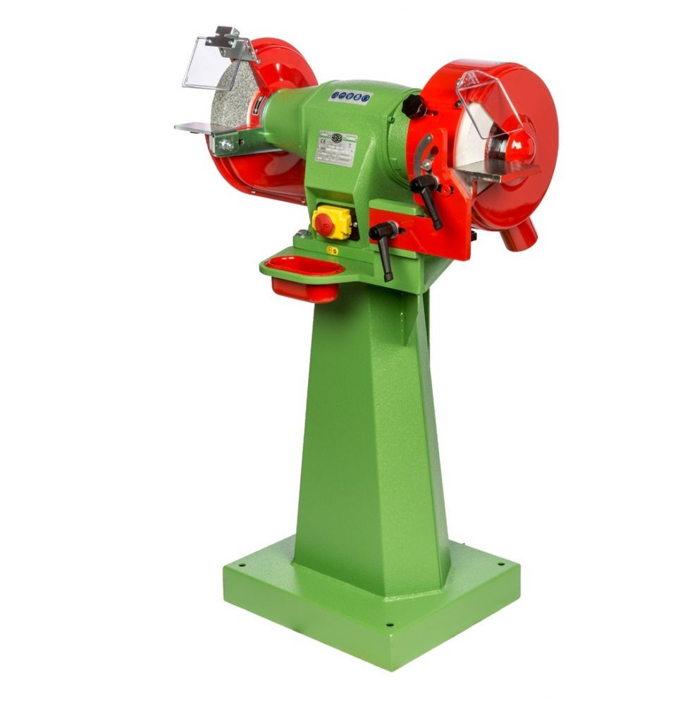 NEBES S4-PG Industrielle Tischschleifmaschine zum Werkzeugschleifen mit verstellbarem Stufentisch, Drehstrom-Induktionsmotor 1500W - Komplett mit Rädern