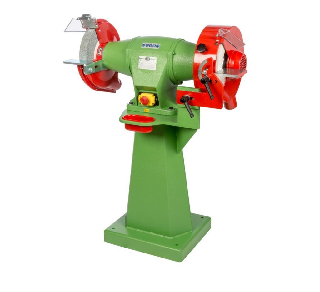 NEBES S6-PG Industrielle Tischschleifmaschine zum Werkzeugschleifen mit verstellbarem Stufentisch, Drehstrom-Induktionsmotor 2200W - Komplett mit Rädern