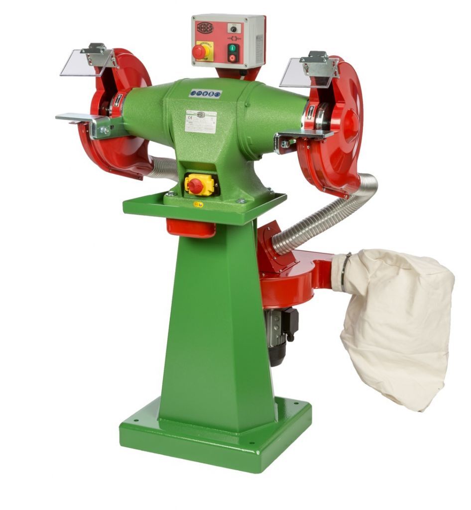 NEBES SA-8 Smerigliatrice industriale a colonna in ghisa con impianto di aspirazione - Motore trifase ad induzione4400W per mole 400x50x40 mm