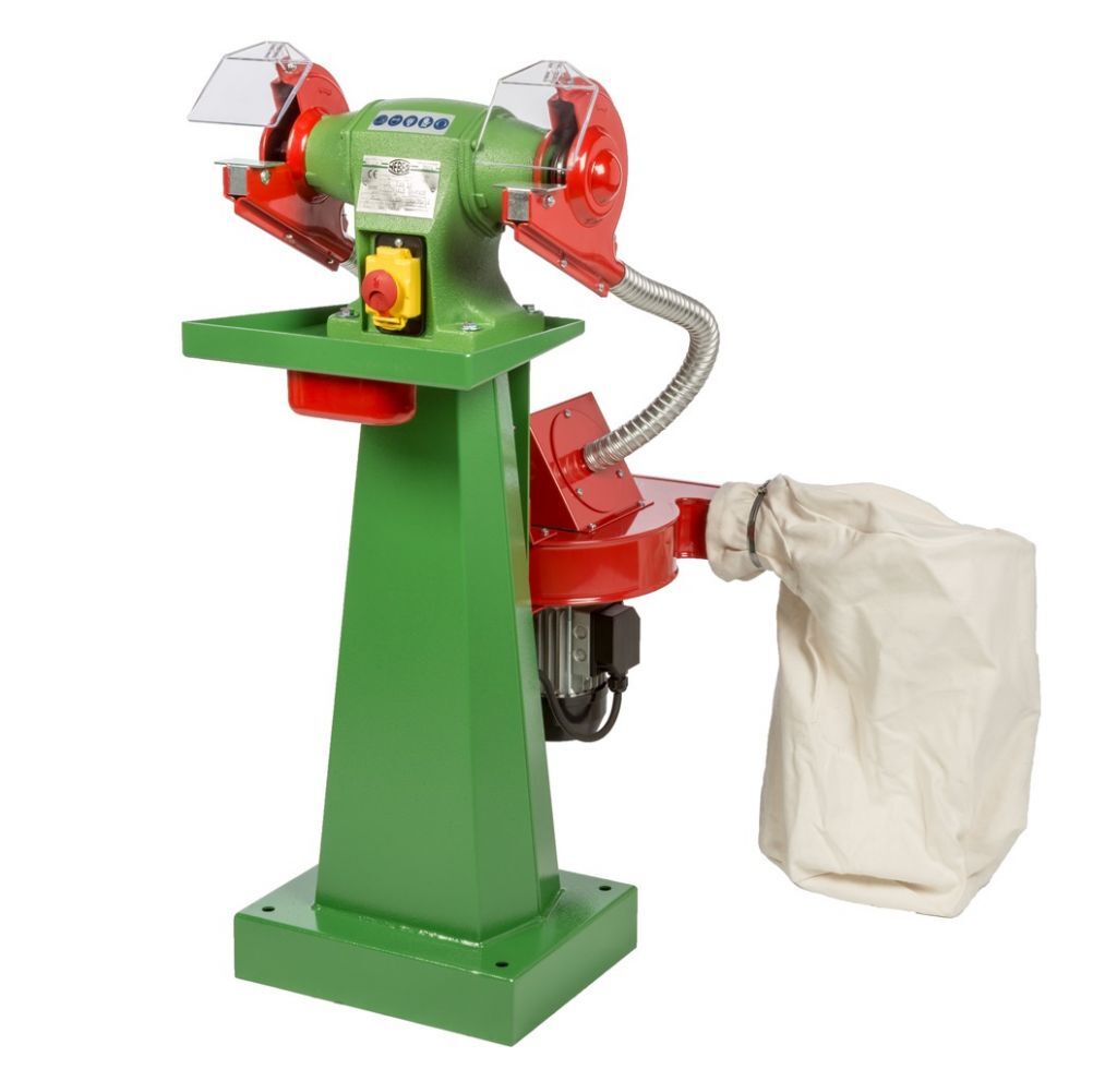 NEBES SA-1 Smerigliatrice industriale a colonna in ghisa con impianto di aspirazione - Motore trifase ad induzione 375W per mole 150x20x16 mm