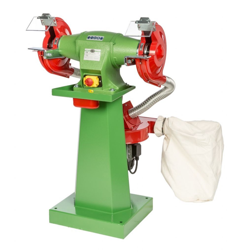 SA-3 Cast iron heavy-duty bench grinder NEBES with dust extraction and stand - Three-phase induction motor 1100 W for wheels 250x30x25 mm