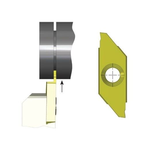 2SLGD25LW27T55X CARMEX Left-hand insert Swiss line in micro-grain coated carbide GX7, size 25, for snap ring grooves DIN 471-472 on shafts, machined by plunge cutting on CNC lathes and with sliding headstock, elastic ring thickness 2.65mm