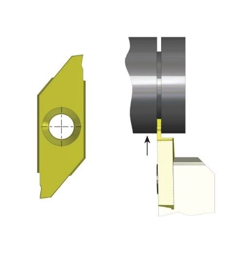 2SLGD25RW27T55X CARMEX Inserto destro Swiss line in micrograna di metallo duro rivestiti in GX7, taglia 25, per sede anelli di arresto DIN 471-472 per alberi eseguite a tuffo su torni CNC e a fantina mobile spessore anello elastico 2.65mm
